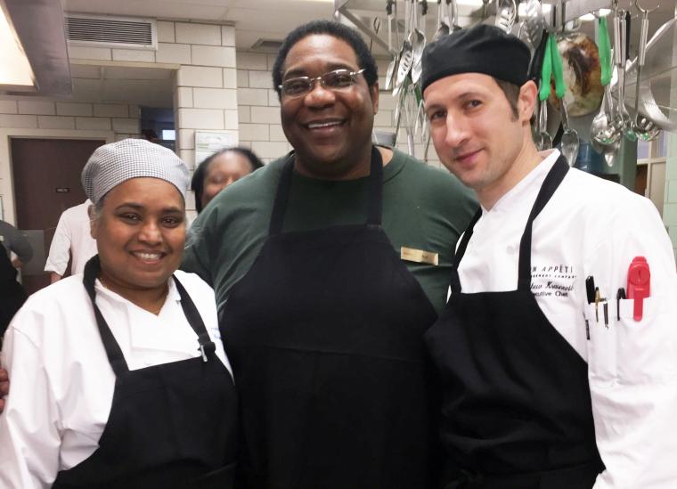 Chef Vimala Rajendron (left) and CDS staff members