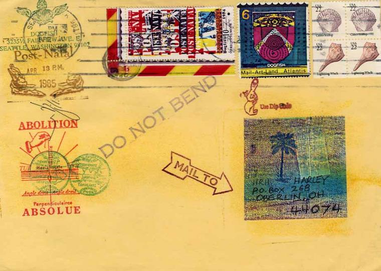 An envelope with ink stamps.