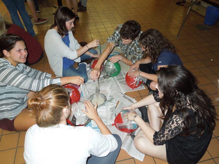 Students working on an art project
