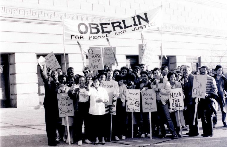 Oberlin activists at a rally.