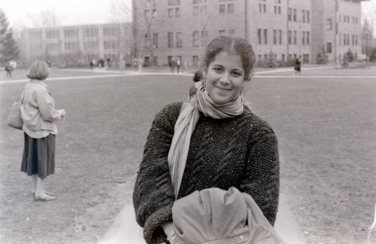 A student smiles for the camera.