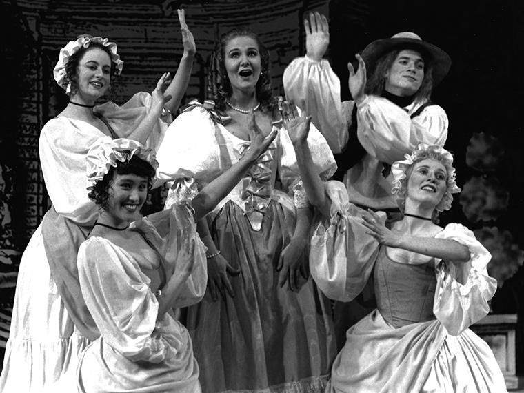 Ana Sferruzza as Marotte, Mary McGuinness as Georgette, Kas Smith as Lucinde, Christopher Weaver as Stable Boy, Tuija E. Janhonen as Agnes in Elixir of Arelle, Directed by Jane S. Armitage, Feb 6-9, 1992