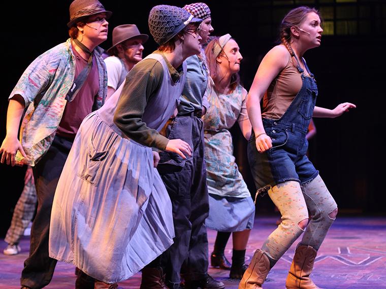 The company of Urinetown: The Musical, by Greg Kotis, Music by Mark Hollmann, Lyrics by Mark Hollmann and Greg Kotis, Directed by Matt Wright, Dec 5-8, 2019