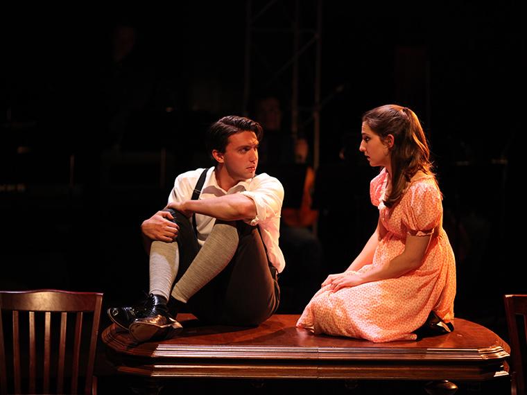 Shane Lonergan as Melchior, Amy Weintraub as Wendla in Spring Awakening, Book and Lyrics by Steven Sater, Music by Duncan Sheik, Directed by Chris Flaharty, Hall Auditorium, Dec 1-4, 2016