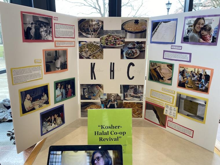 a poster board that says "Kosher-Halal Co-op" in the middle with various pictures and bits of text