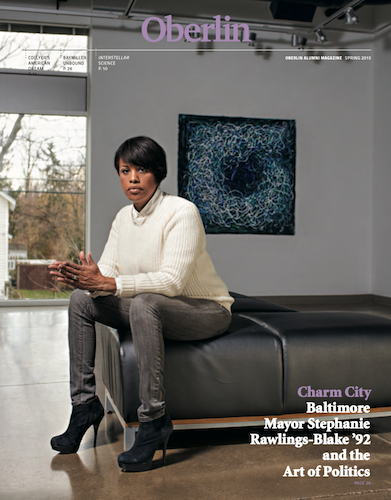 A magazine cover with a woman sitting on a bench in a museum.