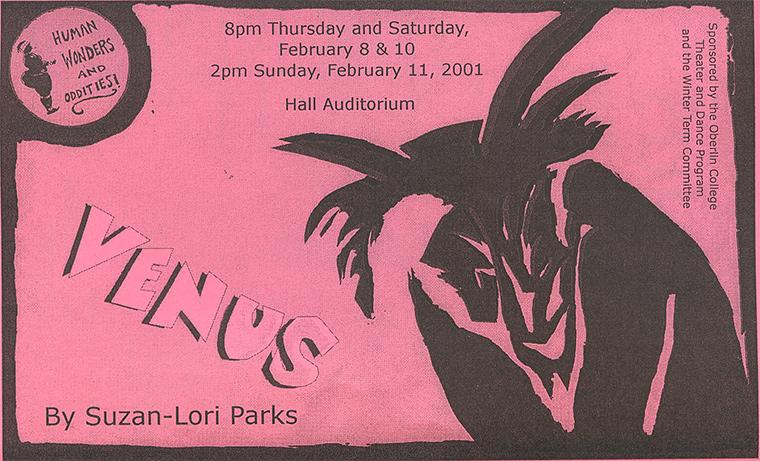 Cover of the program for Venus, by Suzan-Lori Parks, Directed by Shannon Forney, Feb 8-11, 2001